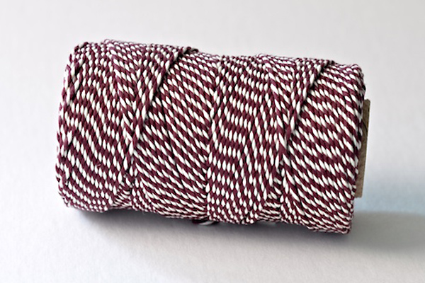 bakers twine burgundy and white