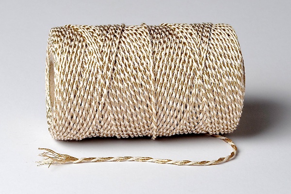 bakers twine in gold and white metallic colours